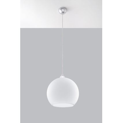 Lámpara colgante con cable BALL 1xE27/15W/230V, Ø 30 cm, blanca