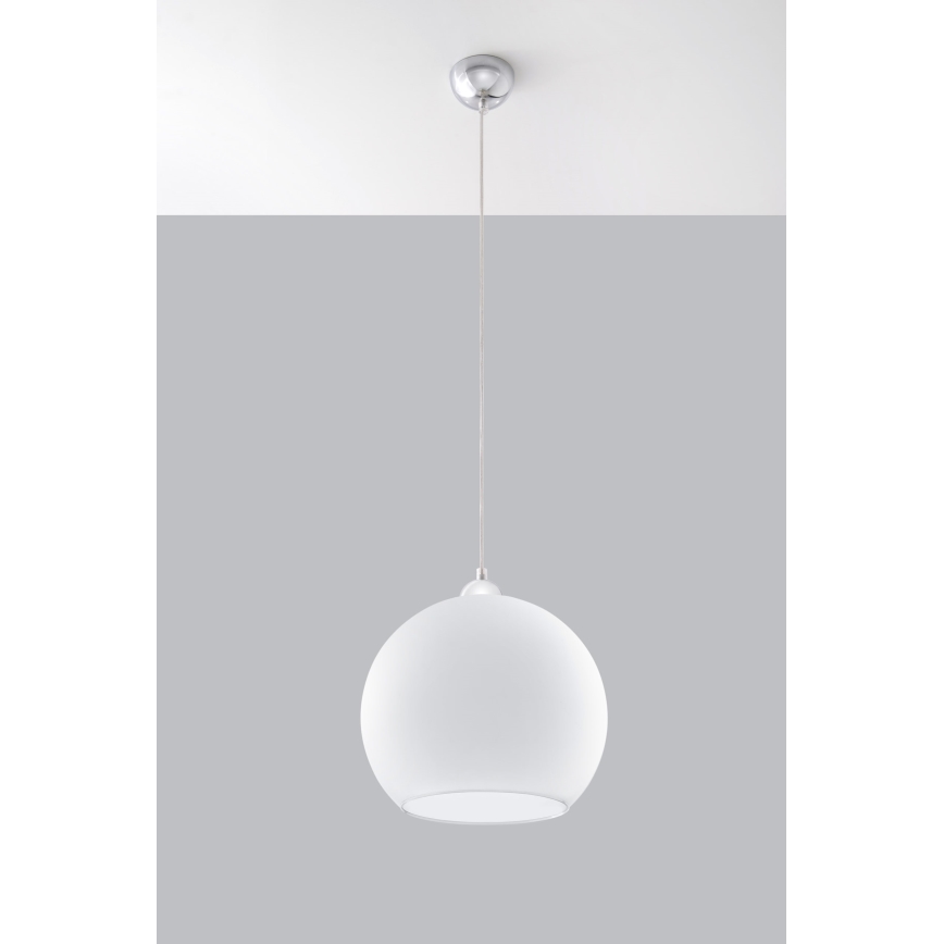Lámpara colgante con cable BALL 1xE27/15W/230V, Ø 30 cm, blanca