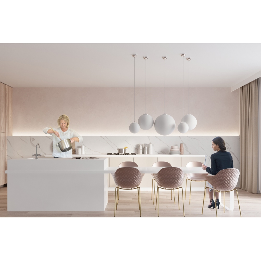 Lámpara colgante con cable UGO 1xE27/15W/230V, diámetro 20 cm, blanca