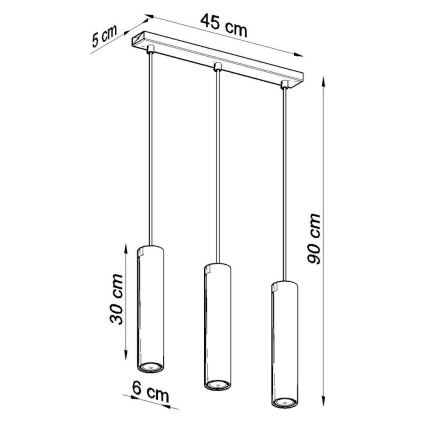 Lámpara colgante LAGOS 3 3xGU10/10W/230V blanco
