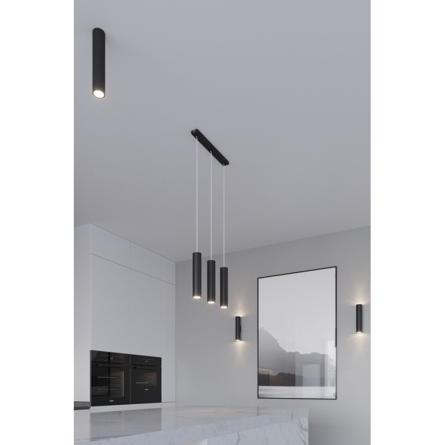 Lámpara colgante LAGOS 3 3xGU10/10W/230V negro