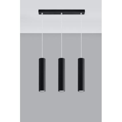 Lámpara colgante LAGOS 3 3xGU10/10W/230V negro