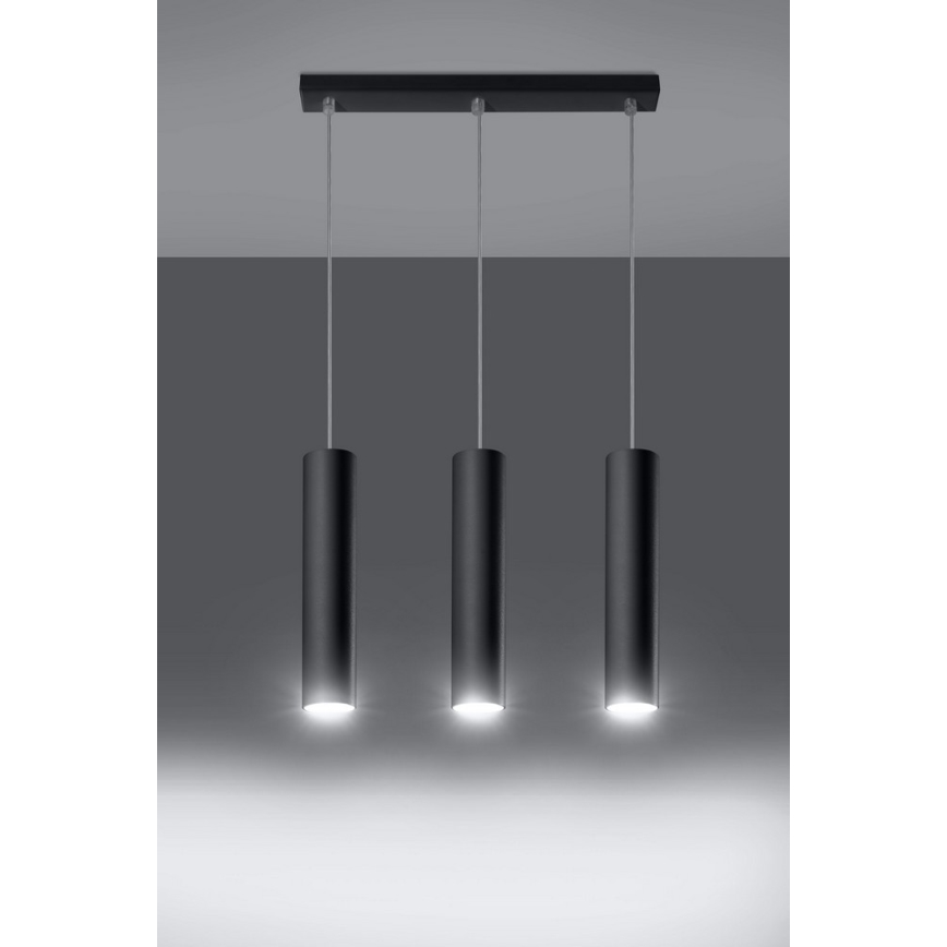 Lámpara colgante LAGOS 3 3xGU10/10W/230V negro