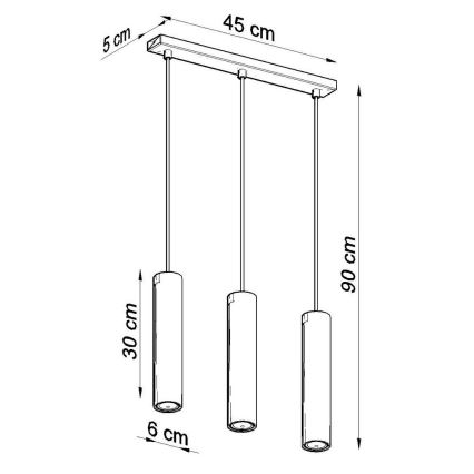 Lámpara colgante LAGOS 3 3xGU10/10W/230V negro