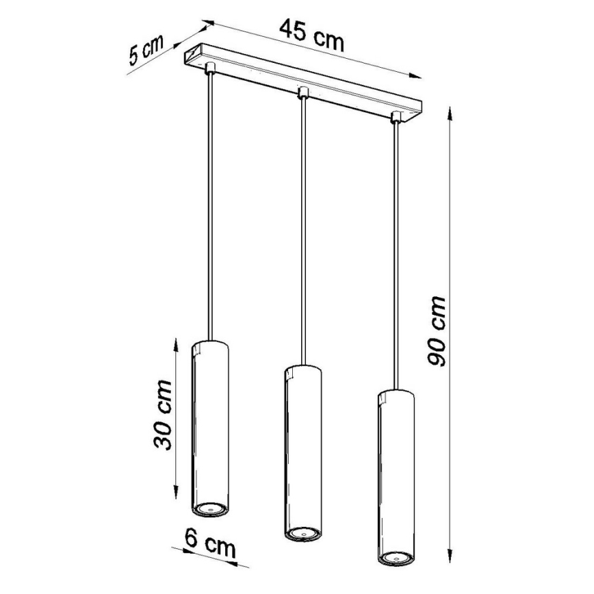 Lámpara colgante LAGOS 3 3xGU10/10W/230V negro