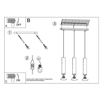 Lámpara colgante LAGOS 3 3xGU10/10W/230V negro