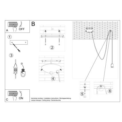 Lámpara colgante EDISON 1 1xE27/60W/230V araña negro