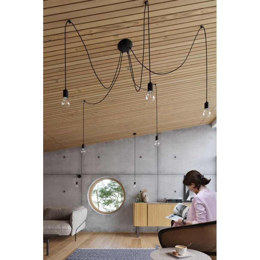 Lámpara colgante EDISON 3 3xE27/60W/230V araña negro
