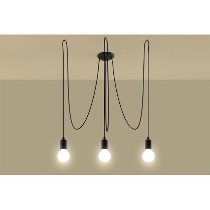 Lámpara colgante EDISON 3 3xE27/60W/230V araña negro