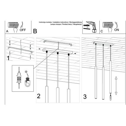Lámpara colgante PASTELO 3xG9/8W/230V negro