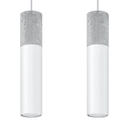Lámpara colgante con cable BORGIO 2xGU10/40W/230V hormigón/metal blanco