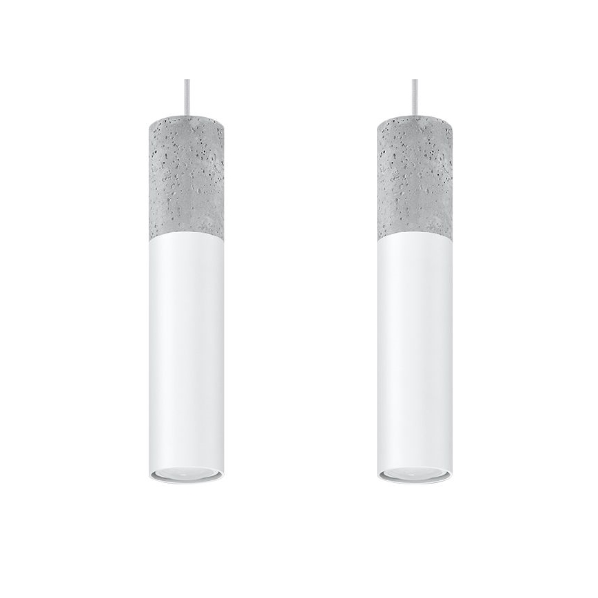 Lámpara colgante con cable BORGIO 2xGU10/40W/230V hormigón/metal blanco