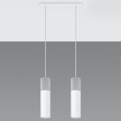 Lámpara colgante con cable BORGIO 2xGU10/40W/230V hormigón/metal blanco