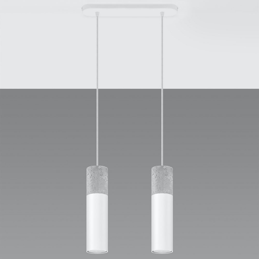 Lámpara colgante con cable BORGIO 2xGU10/40W/230V hormigón/metal blanco