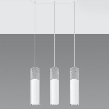 Lámpara colgante con cable BORGIO 3xGU10/40W/230V hormigón/metal blanco