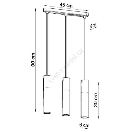Lámpara colgante con cable BORGIO 3xGU10/40W/230V hormigón/metal blanco