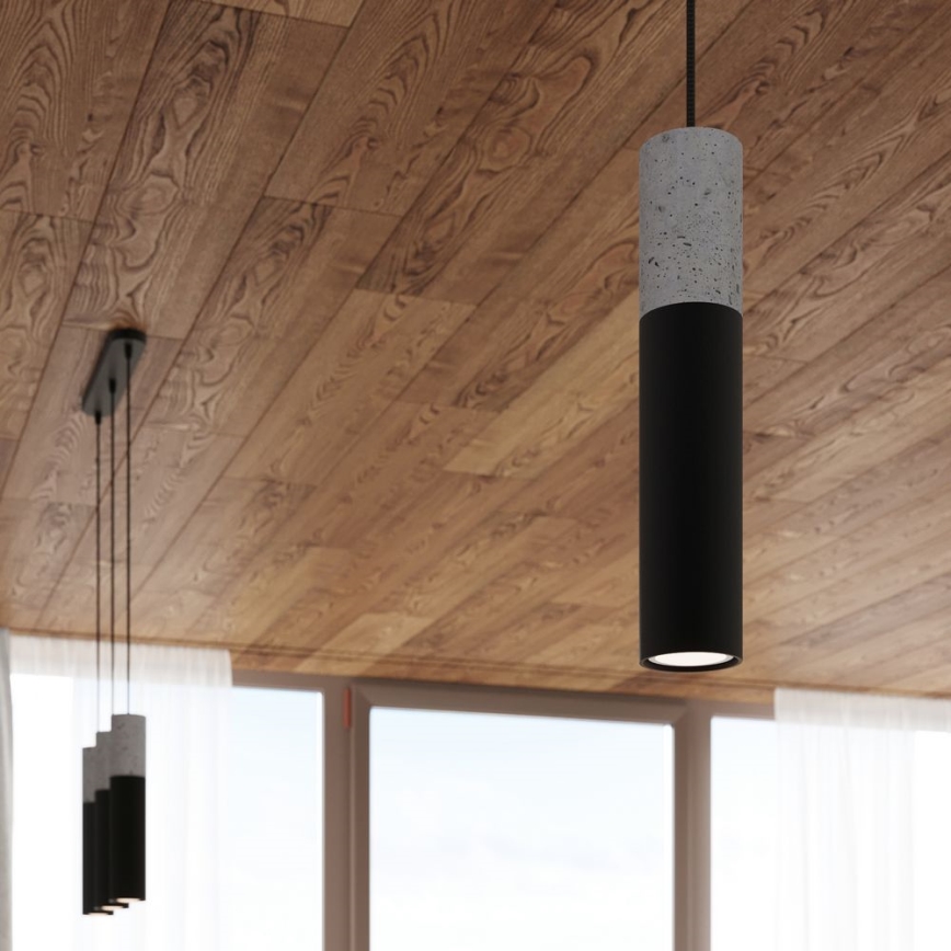 Lámpara colgante con cable BORGIO 1xGU10/40W/230V hormigón/metal negro