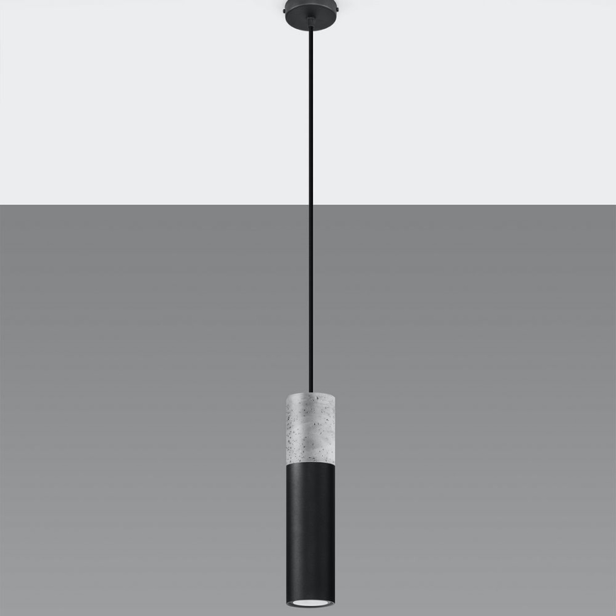 Lámpara colgante con cable BORGIO 1xGU10/40W/230V hormigón/metal negro