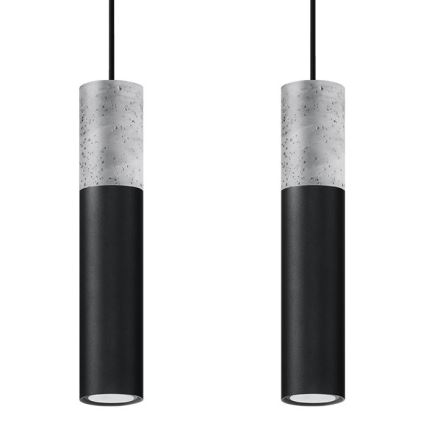 Lámpara colgante con cable BORGIO 2xGU10/40W/230V hormigón/metal negro