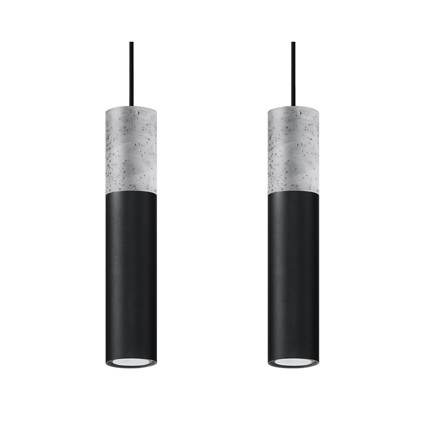 Lámpara colgante con cable BORGIO 2xGU10/40W/230V hormigón/metal negro