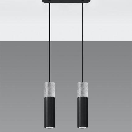 Lámpara colgante con cable BORGIO 2xGU10/40W/230V hormigón/metal negro