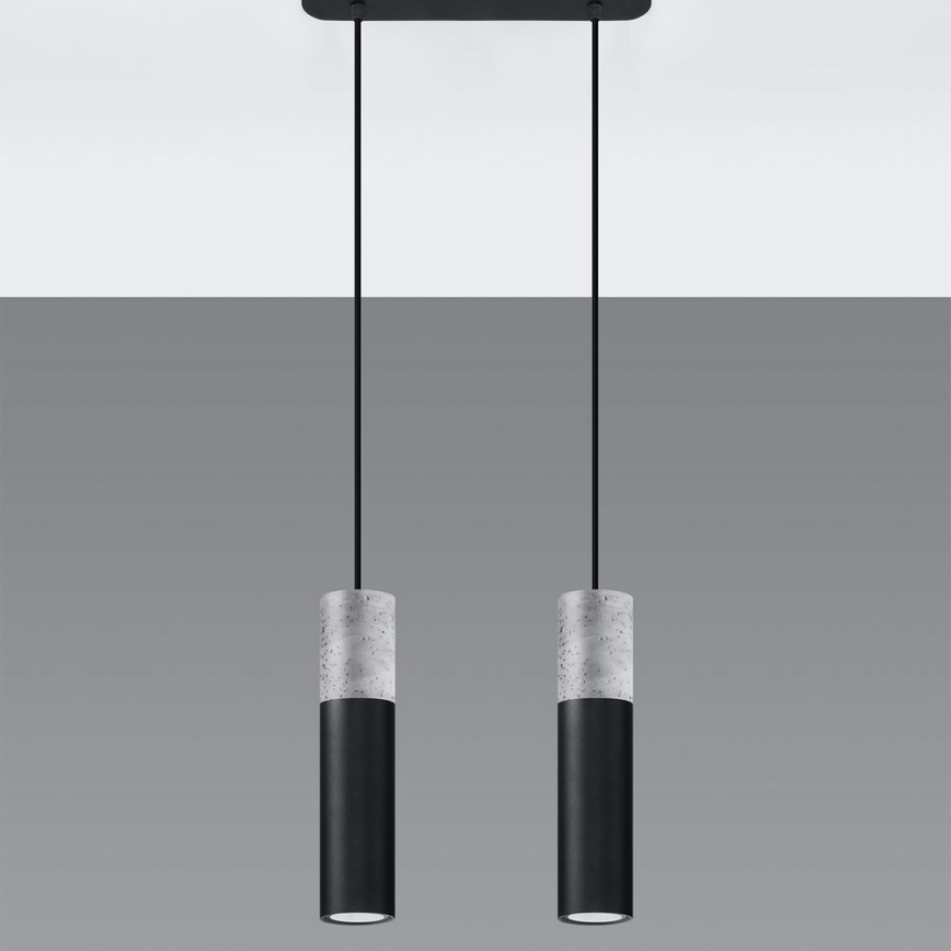 Lámpara colgante con cable BORGIO 2xGU10/40W/230V hormigón/metal negro