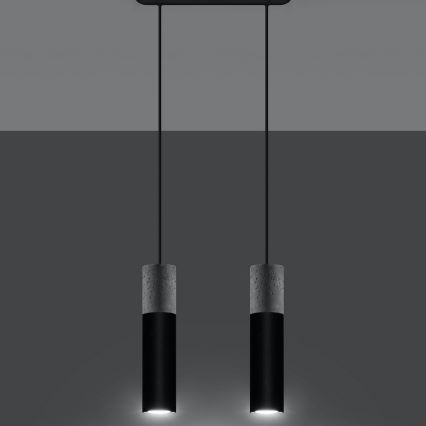 Lámpara colgante con cable BORGIO 2xGU10/40W/230V hormigón/metal negro