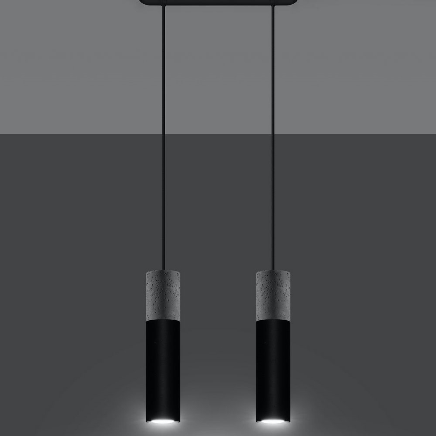 Lámpara colgante con cable BORGIO 2xGU10/40W/230V hormigón/metal negro