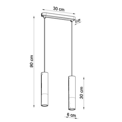Lámpara colgante con cable BORGIO 2xGU10/40W/230V hormigón/metal negro