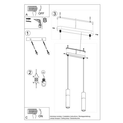 Lámpara colgante con cable BORGIO 2xGU10/40W/230V hormigón/metal negro