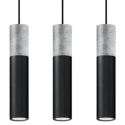 Lámpara colgante con cable BORGIO 3xGU10/40W/230V hormigón/metal negro