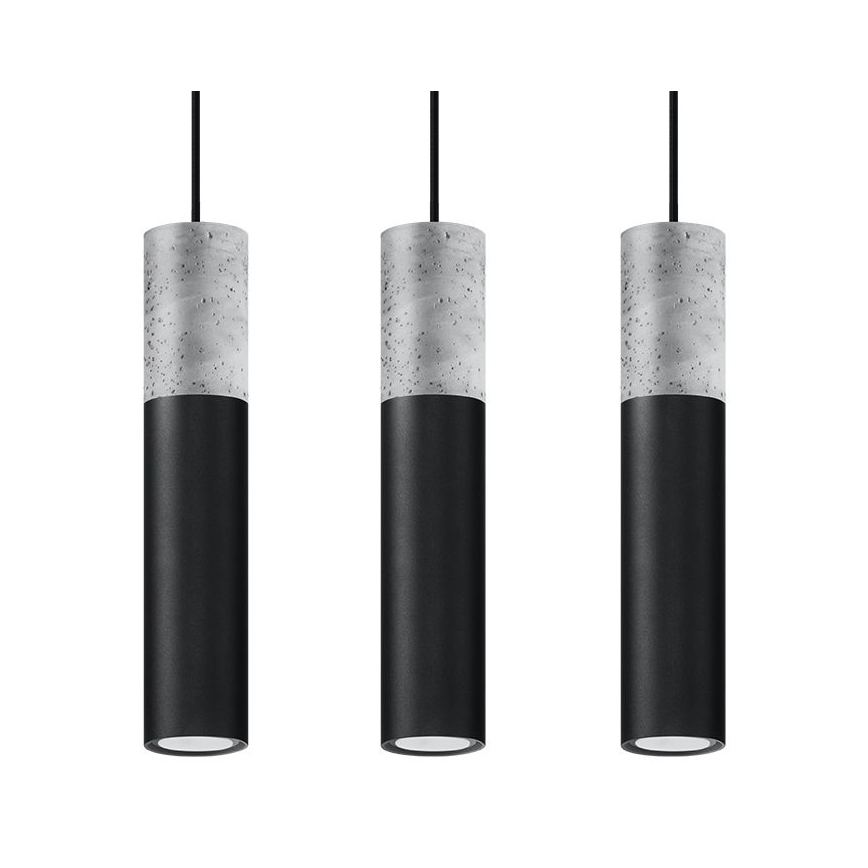 Lámpara colgante con cable BORGIO 3xGU10/40W/230V hormigón/metal negro