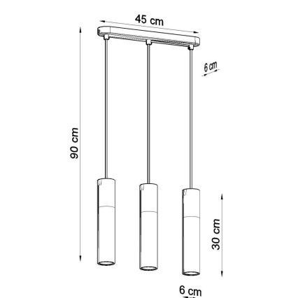 Lámpara colgante con cable BORGIO 3xGU10/40W/230V hormigón/metal negro