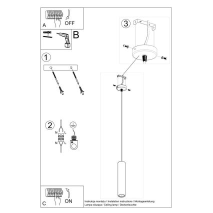 Lámpara colgante con cable LUVO 1xGU10/40W/230V hormigón/negro