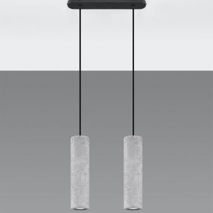 Lámpara colgante con cable LUVO 2xGU10/40W/230V hormigón/negro