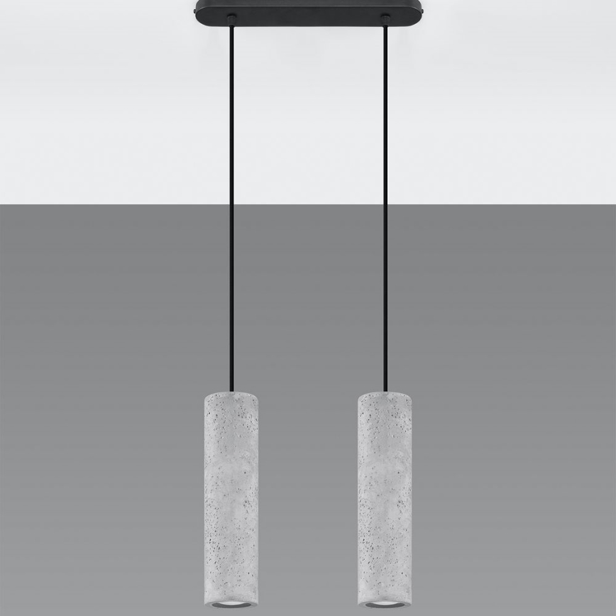 Lámpara colgante con cable LUVO 2xGU10/40W/230V hormigón/negro