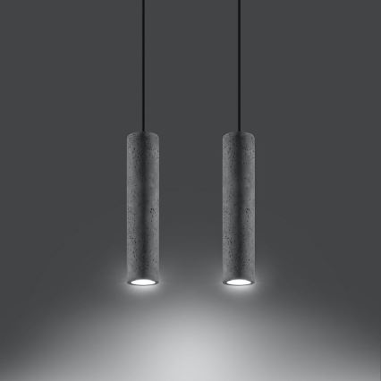 Lámpara colgante con cable LUVO 2xGU10/40W/230V hormigón/negro