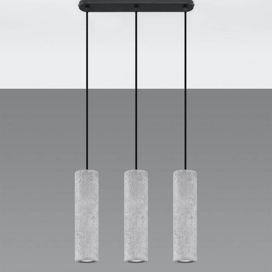 Lámpara colgante con cable LUVO 3xGU10/40W/230V hormigón/negro