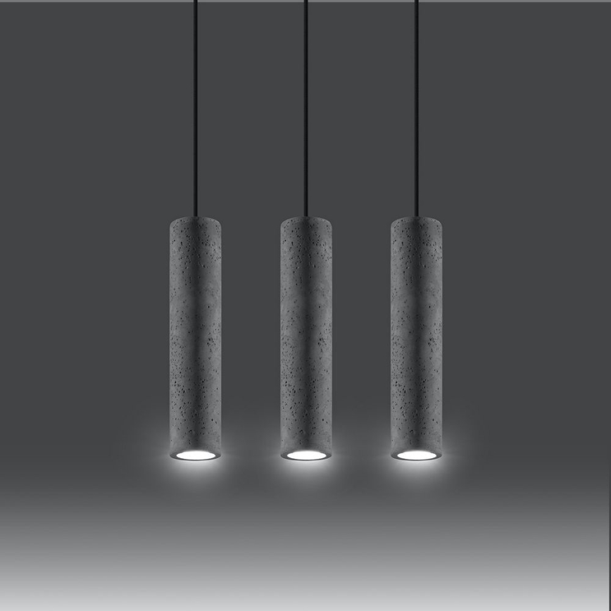 Lámpara colgante con cable LUVO 3xGU10/40W/230V hormigón/negro
