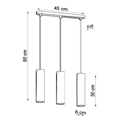 Lámpara colgante con cable LUVO 3xGU10/40W/230V hormigón/negro
