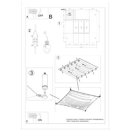 Lámpara de techo LED LUNA 6xG13/8,5W/230V 14x14 cm blanca