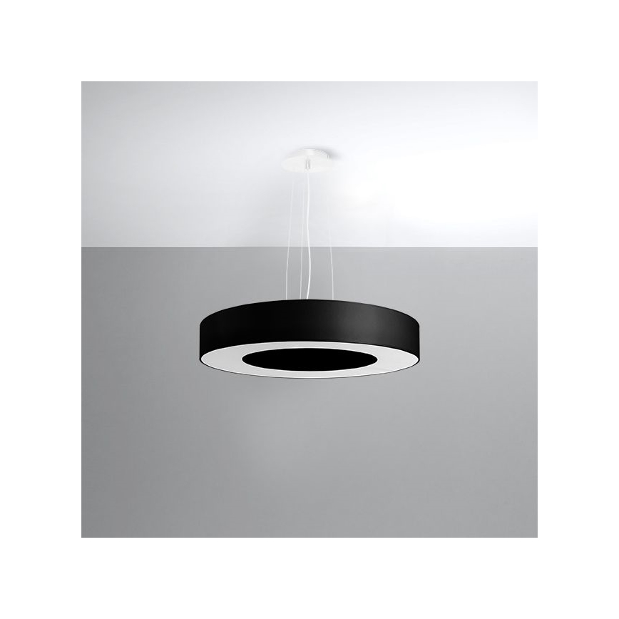Lámpara colgante SATURNO SLIM 5xE27/60W/230V diámetro 50 cm negro