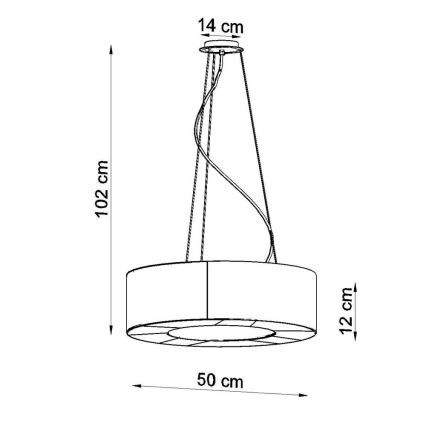 Lámpara colgante SATURNO SLIM 5xE27/60W/230V diámetro 50 cm negro