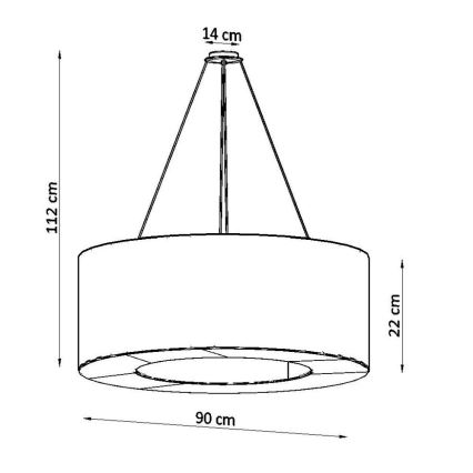 Lámpara colgante SATURNO 8xE27/60W/230V diámetro 90 cm negro
