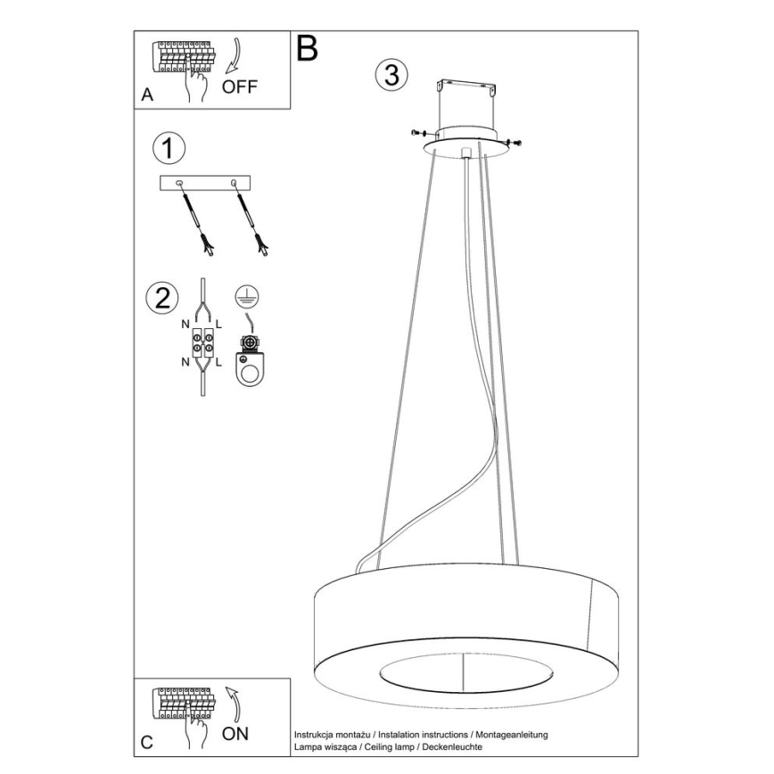 Lámpara colgante SATURNO 8xE27/60W/230V diámetro 90 cm negro