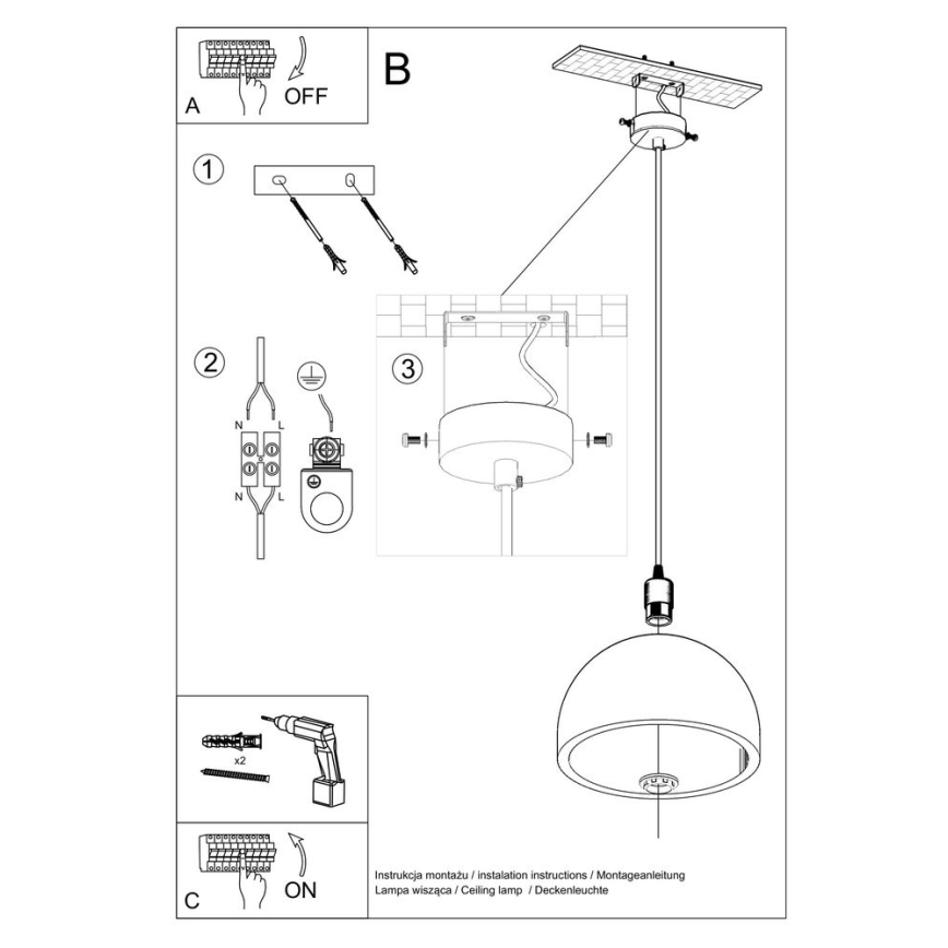 Lámpara colgante con cable PABLITO 1xE27/60W/230V hormigón