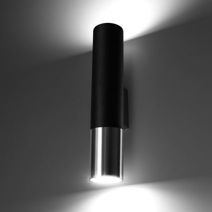 Aplique LOOPEZ 2xGU10/10W/230V negro/cromo brillante