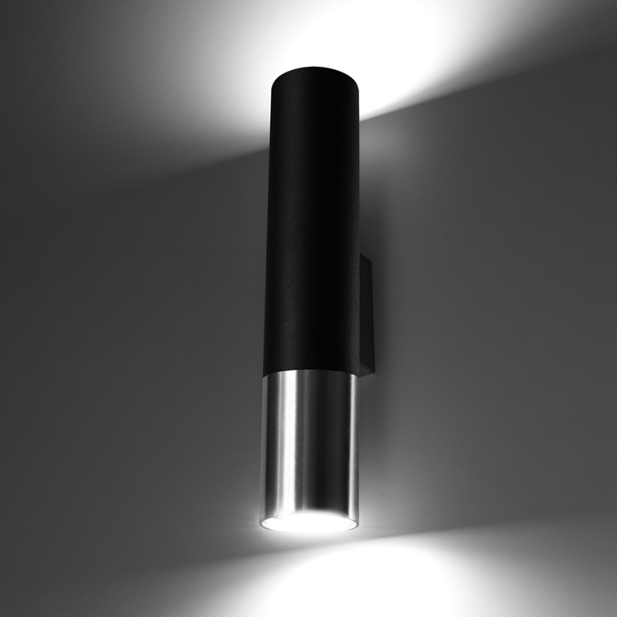 Aplique LOOPEZ 2xGU10/10W/230V negro/cromo brillante