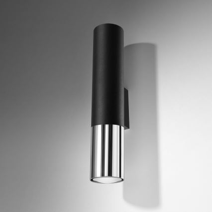 Aplique LOOPEZ 2xGU10/10W/230V negro/cromo brillante