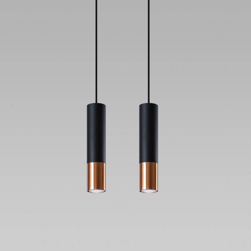 Lámpara colgante LOOPEZ 2xGU10/10W/230V negro/cobre